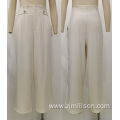 Office Lady Waist Button Design Wide Leg Pants